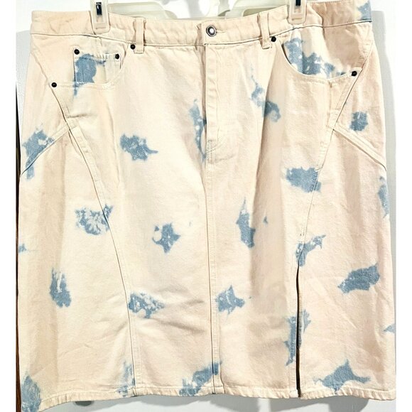 Tie-Dye Denim Skirt By Gabriella For Future Collective Size 18Front Slit - Picture 1 of 4